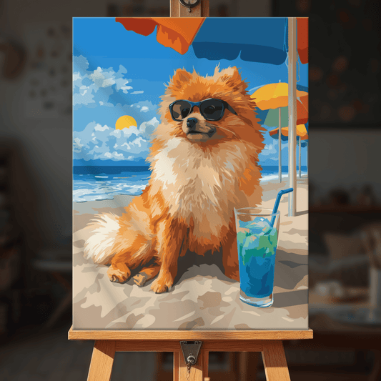 Paint by numbers - Beach Pomeranian - MyArt
