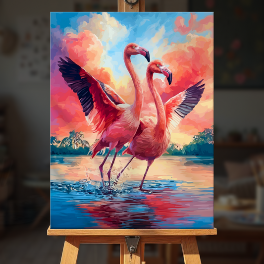 Paint by numbers - Dancing Flamingos - MyArt