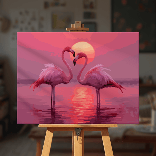 Paint by numbers - Flamingo Hearts - MyArt