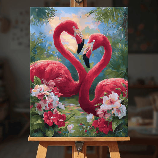 Paint by numbers - Heart Flamingos - MyArt