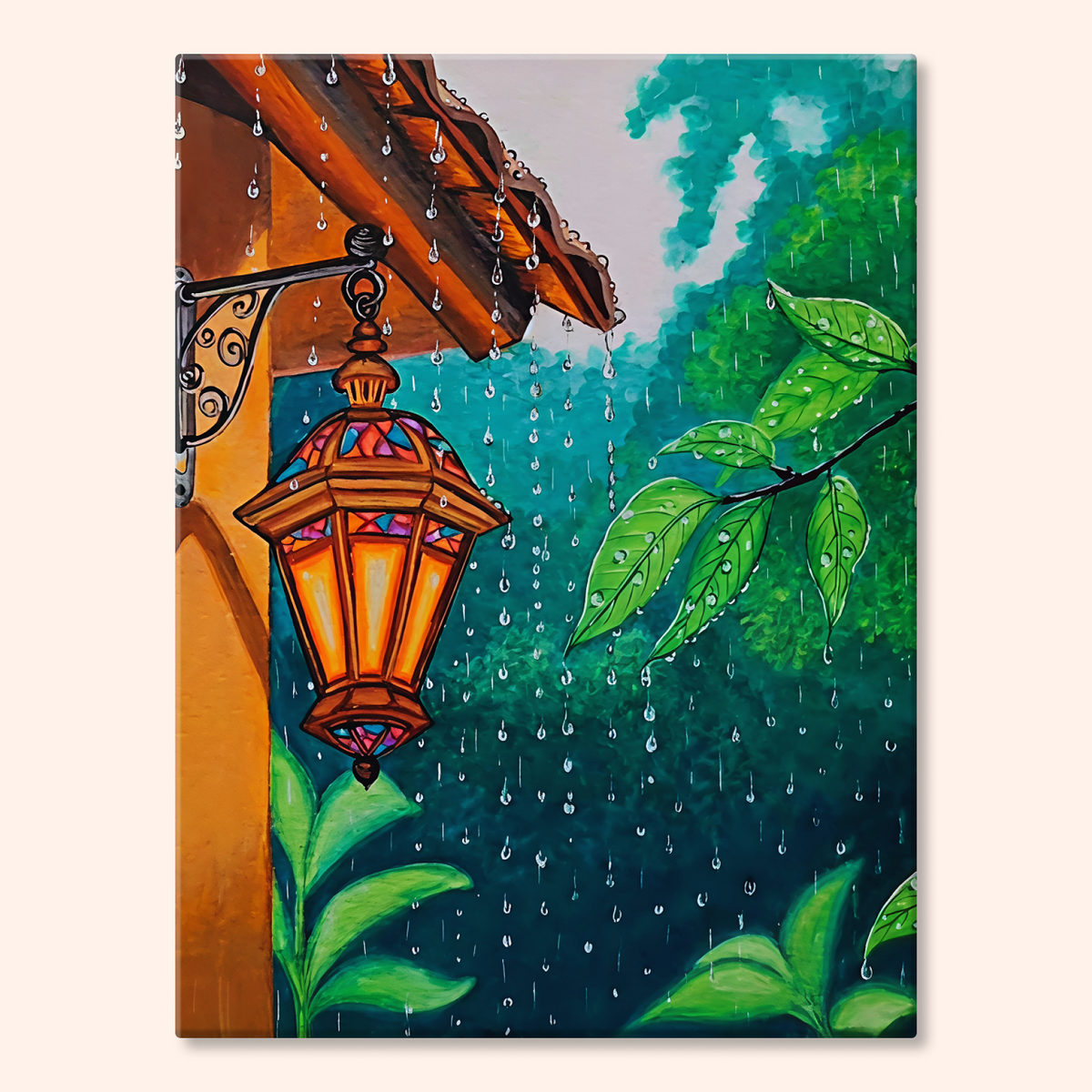 Lantern Glow in the Rain