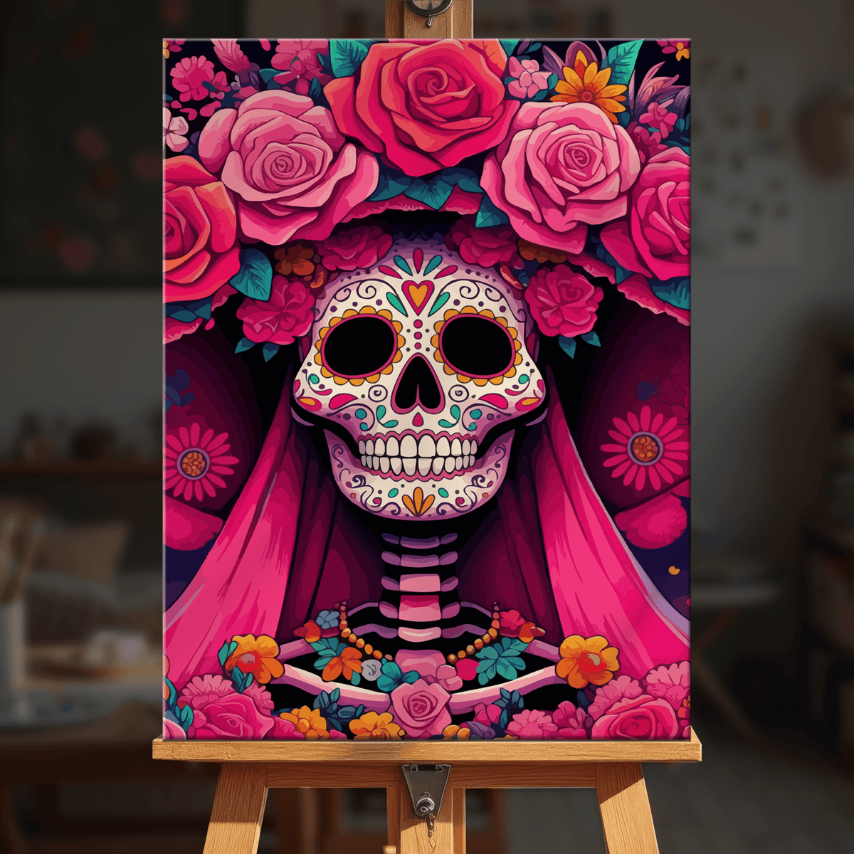 Paint by numbers - Magenta Skull - MyArt