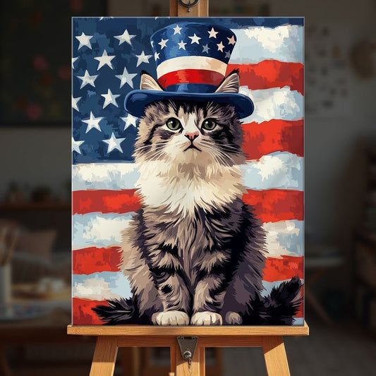 Paint by numbers - Patriotic Cat - MyArt
