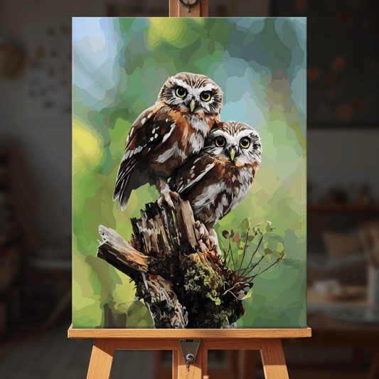 Paint by numbers - Perched Owls - MyArt