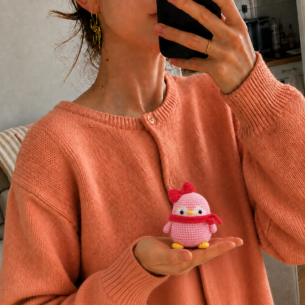 Pink Penguin with Bow