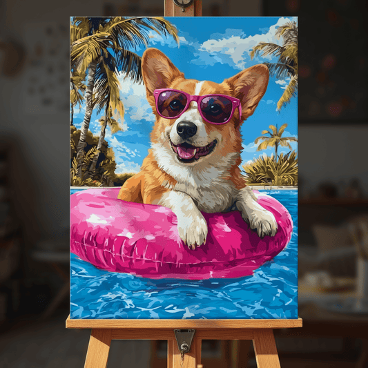 Paint by numbers - Pool Corgi - MyArt