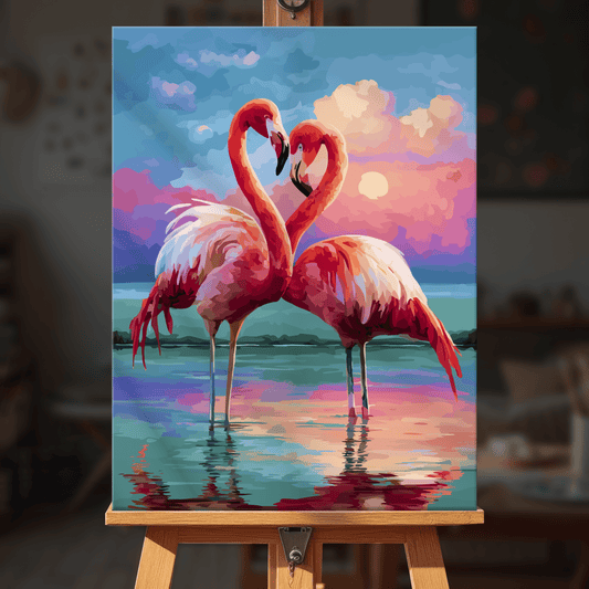 Paint by numbers - Sunset Flamingos - MyArt