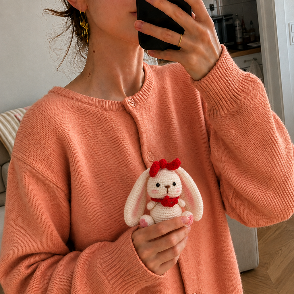 White Bunny with Red Bow