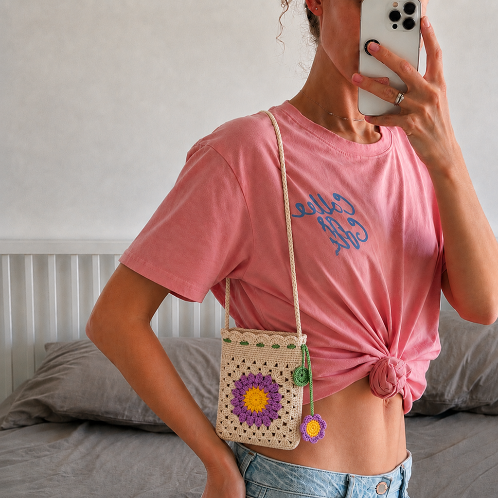 Beige-purple Sunflower Tote Bag