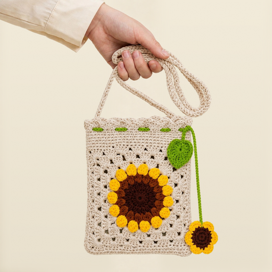 Beige-yellow Sunflower Tote Bag