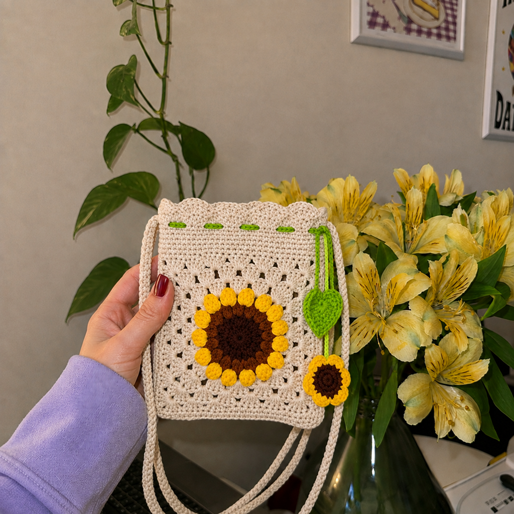 Beige-yellow Sunflower Tote Bag