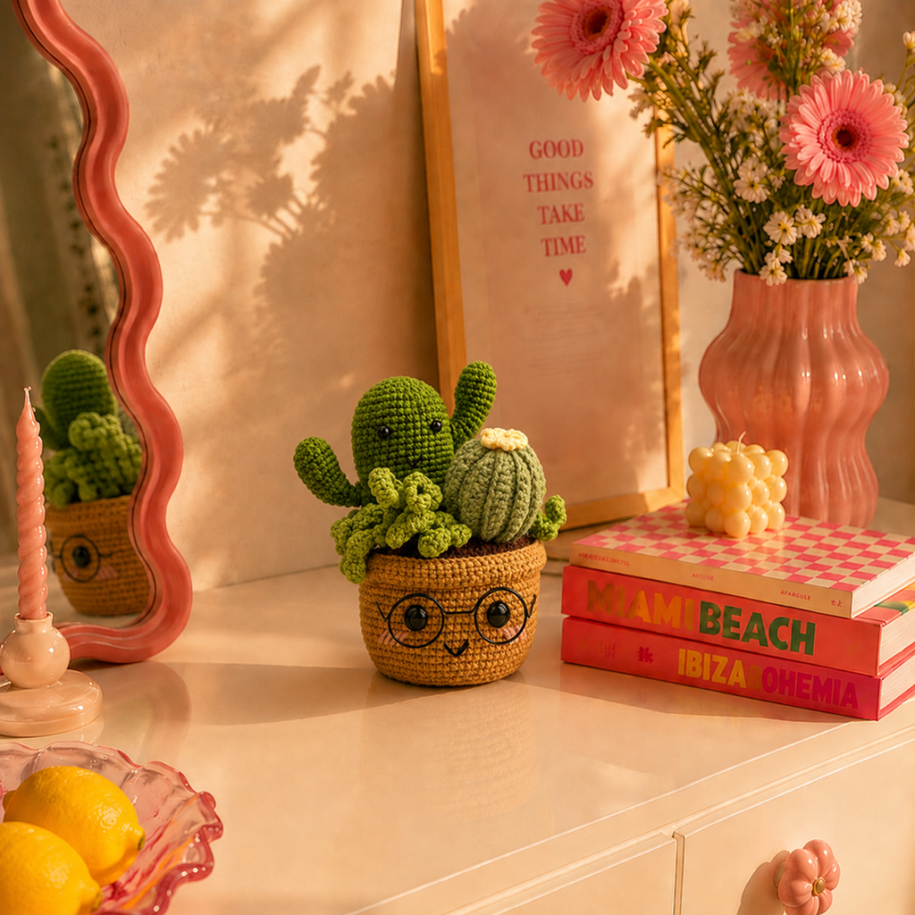 Cactus Pot with Glasses