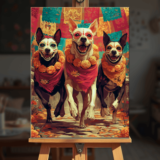Paint by numbers - Festive Dogs - MyArt