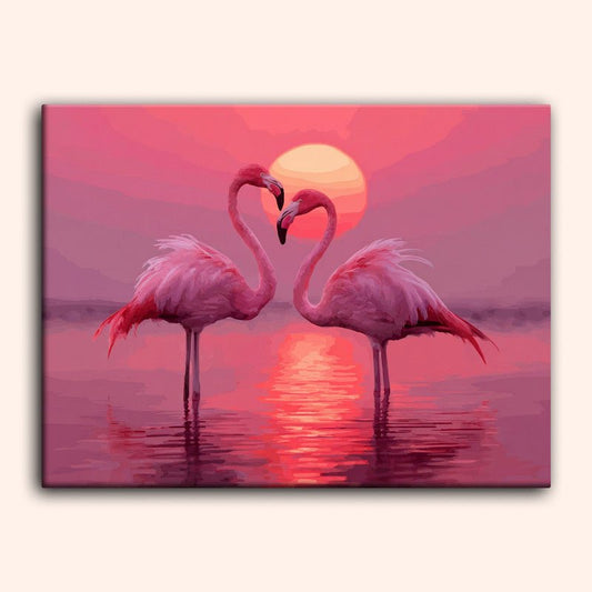 Paint by numbers - Flamingo Hearts - MyArt