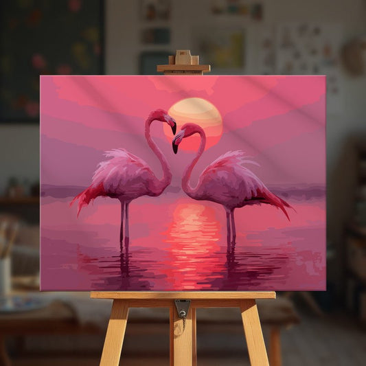 Paint by numbers - Flamingo Hearts - MyArt