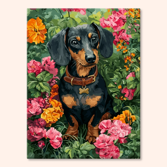Floral Dachshund