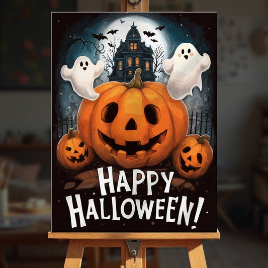 Paint by numbers - Ghost Pumpkins - MyArt
