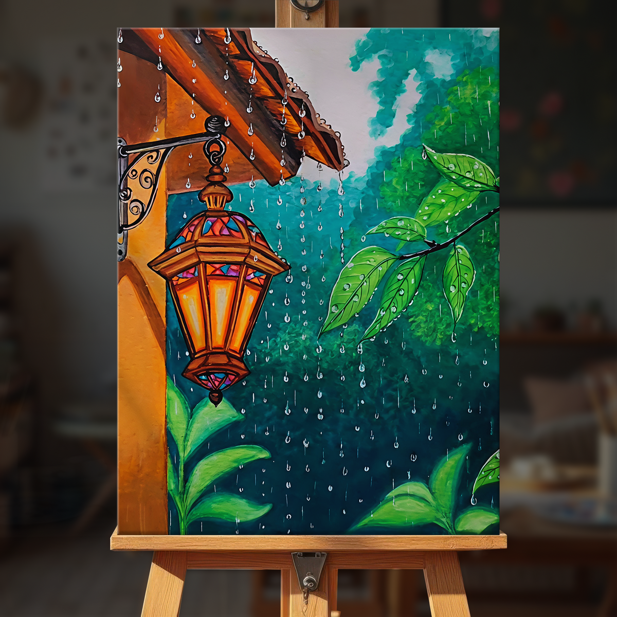 Lantern Glow in the Rain