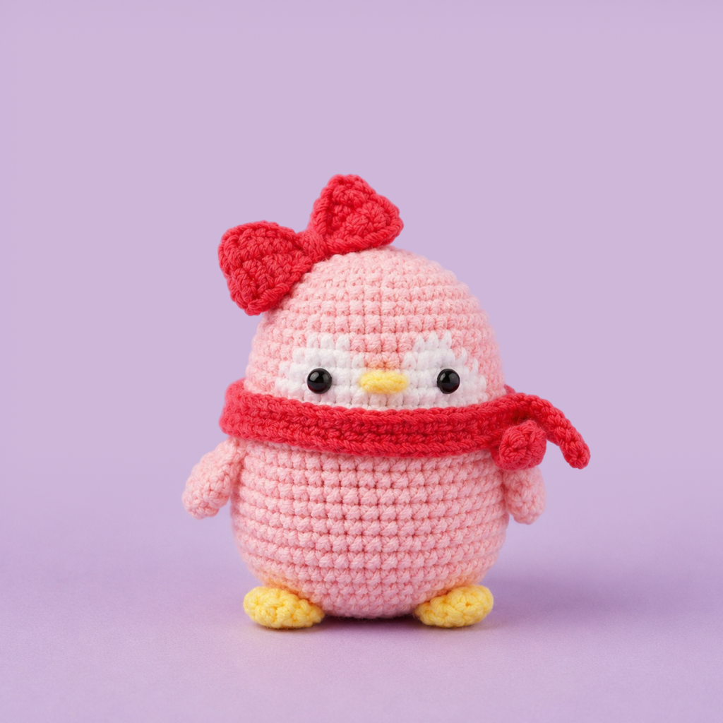 Pink Penguin with Bow