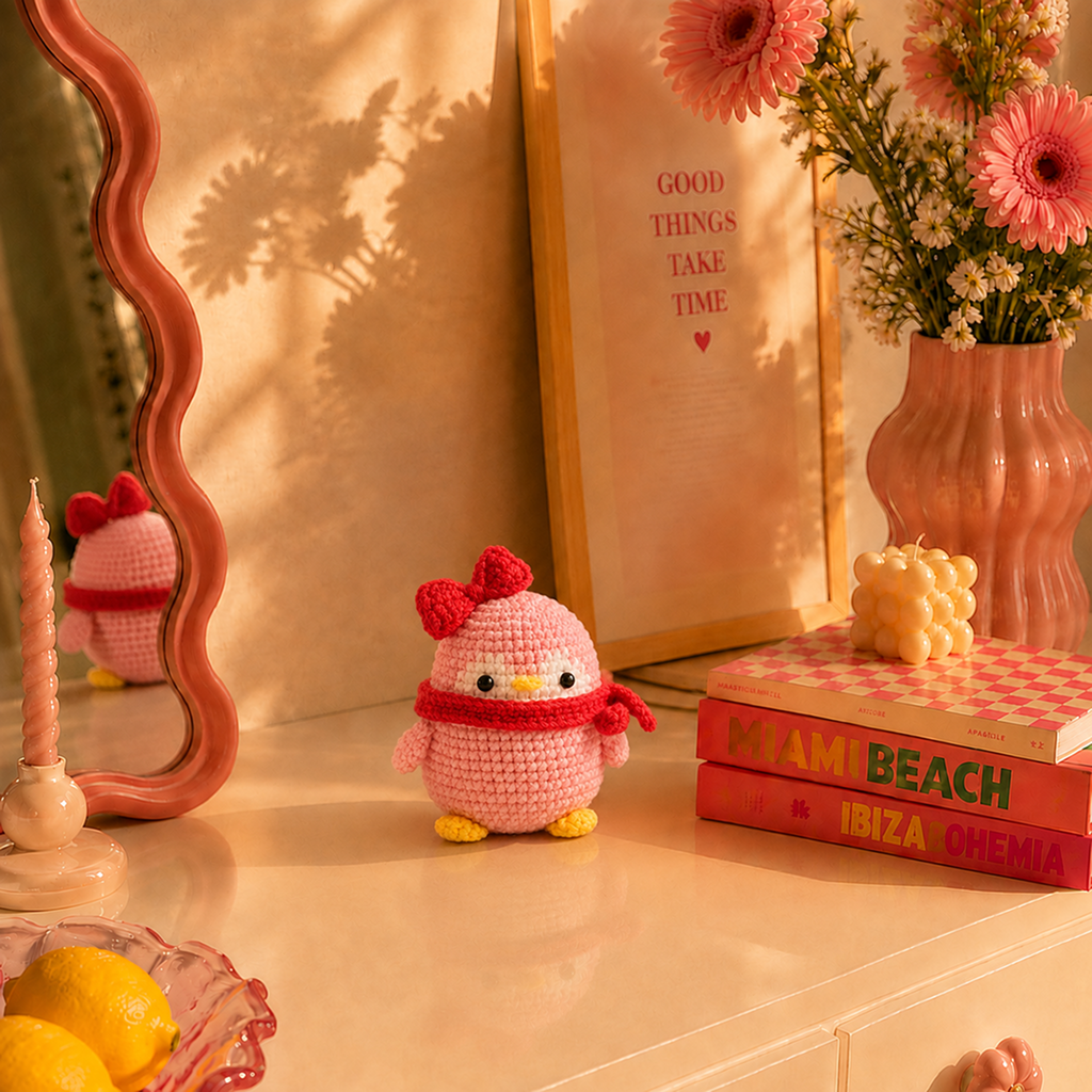 Pink Penguin with Bow