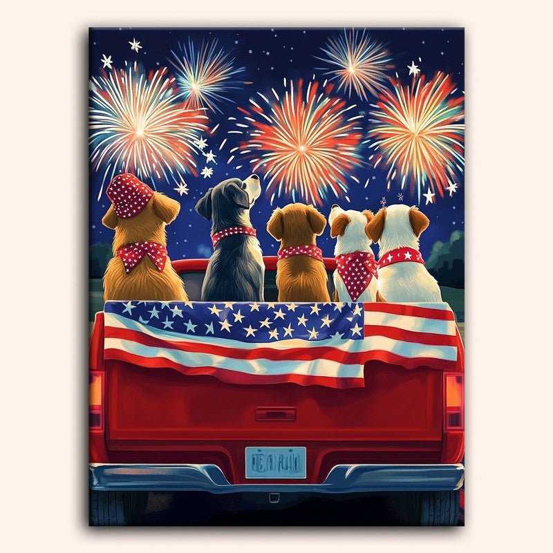 Paint by numbers - Puppy Fireworks - MyArt