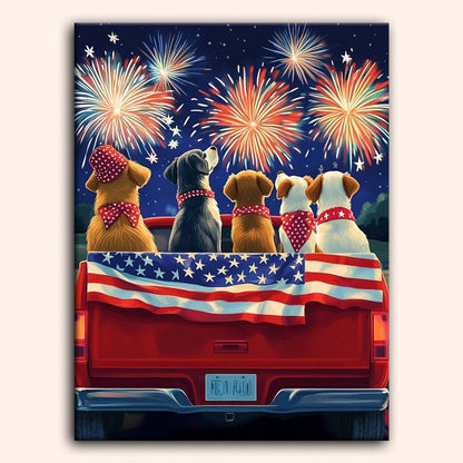 Paint by numbers - Puppy Fireworks - MyArt