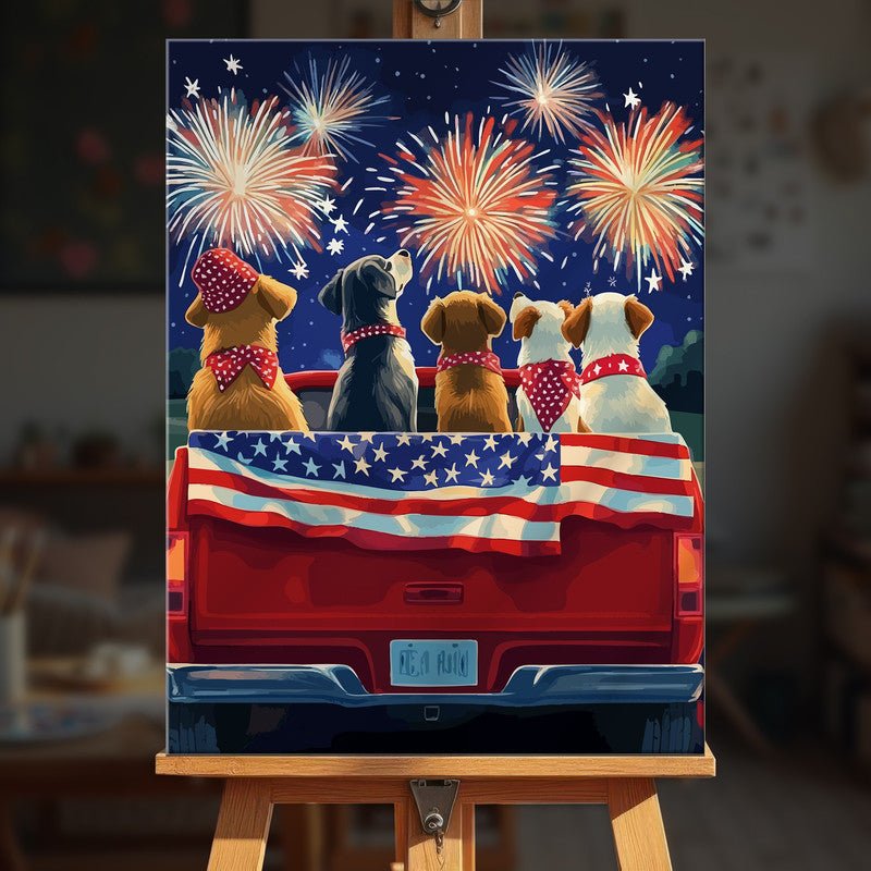 Paint by numbers - Puppy Fireworks - MyArt