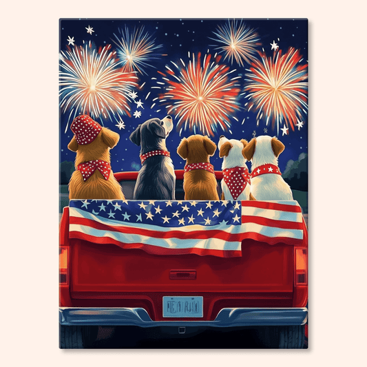 Paint by numbers - Puppy Fireworks - MyArt