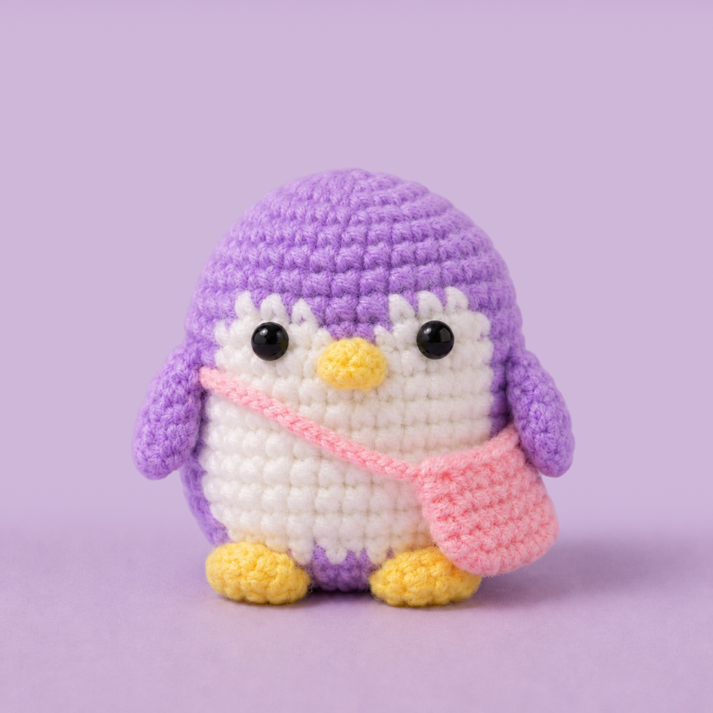 Purple Penguin with Scarf