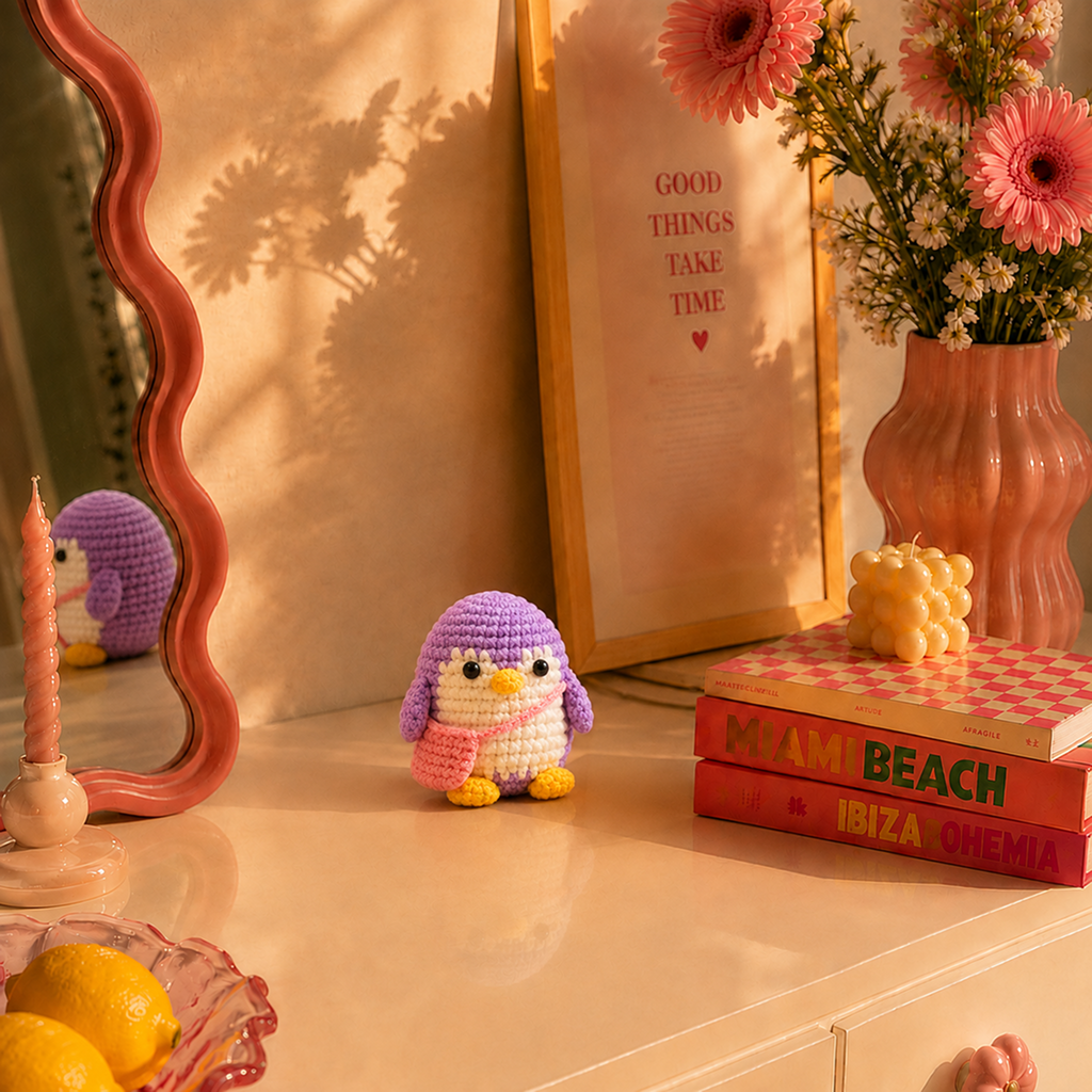 Purple Penguin with Scarf