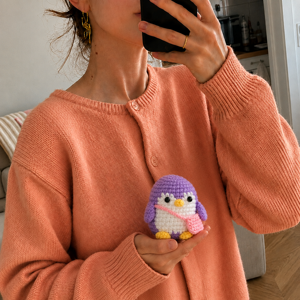 Purple Penguin with Scarf