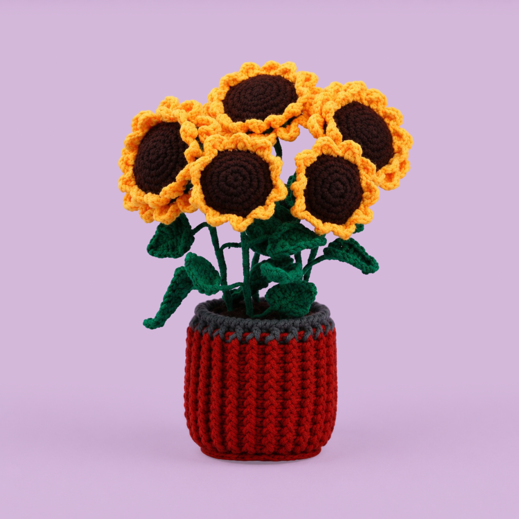 Sunflower Bouquet in Red Pot