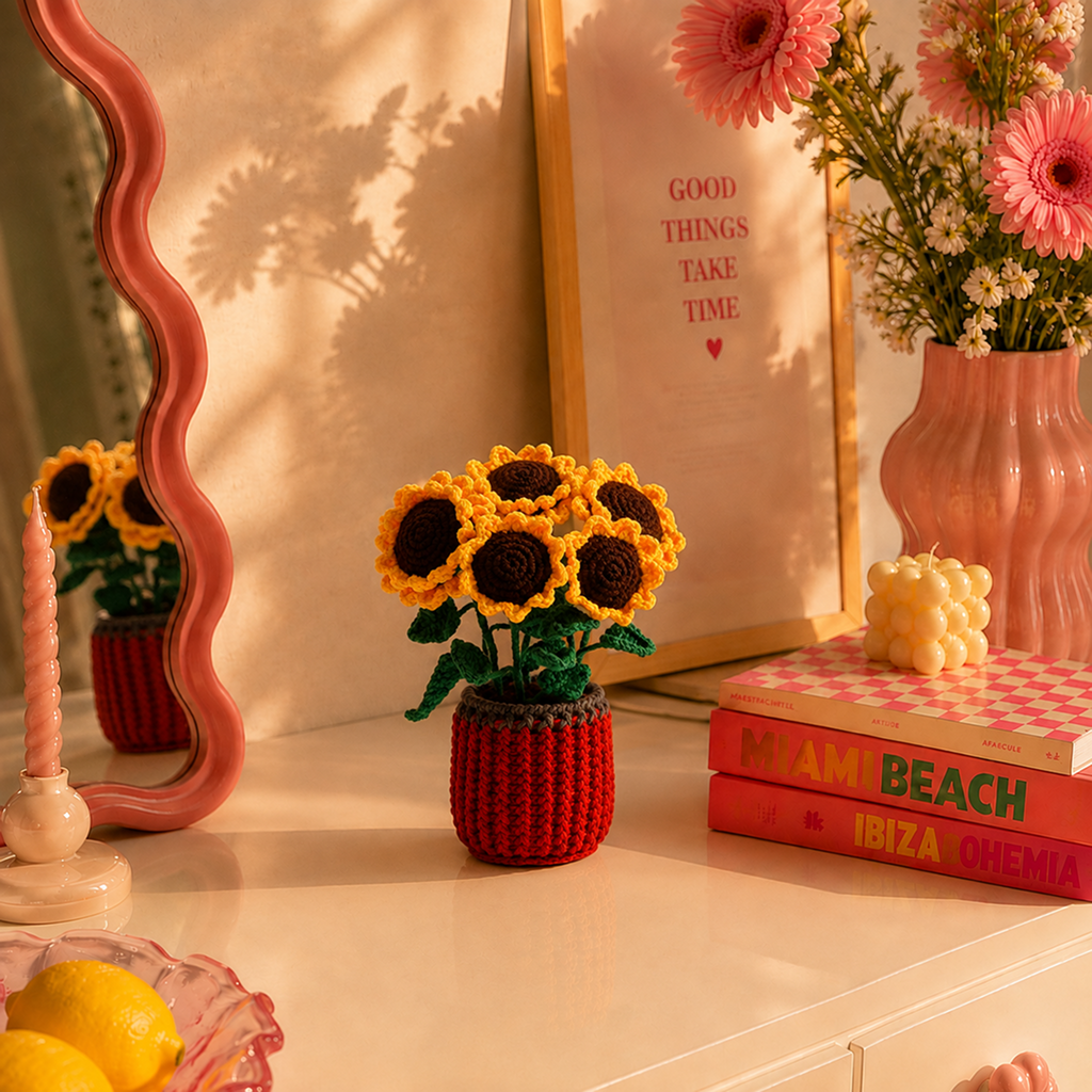 Sunflower Bouquet in Red Pot