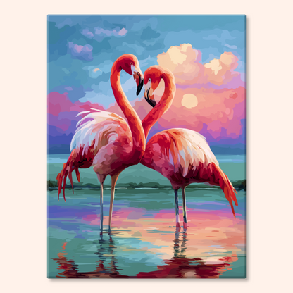 Sunset Flamingos