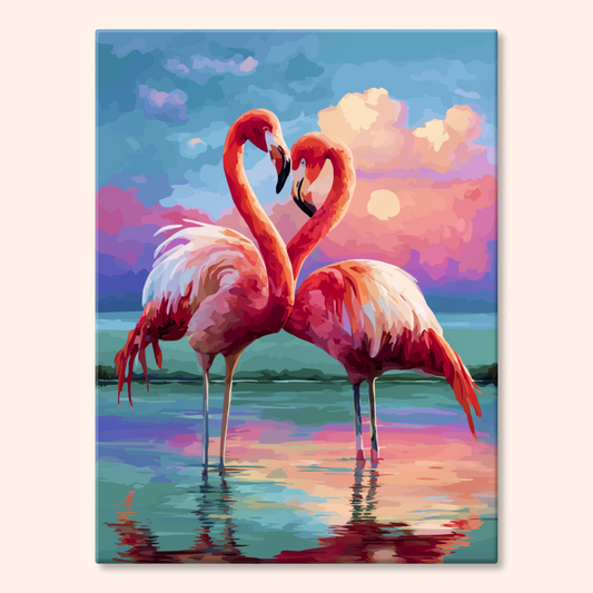 Sunset Flamingos
