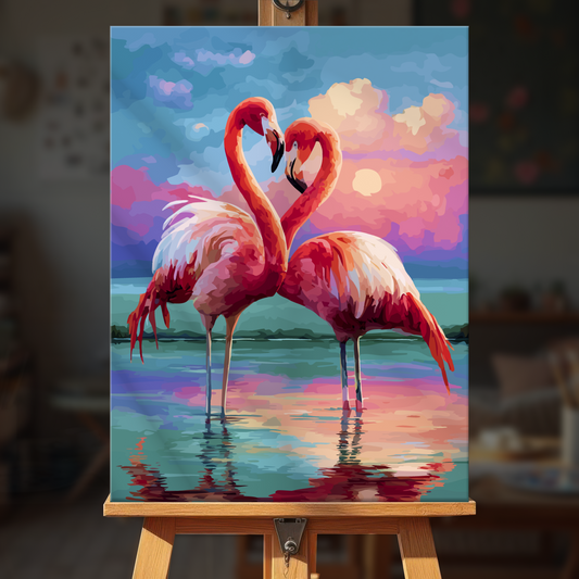 Sunset Flamingos