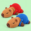 Cozy Coat Capybaras: resting capybaras in bright red and blue coats