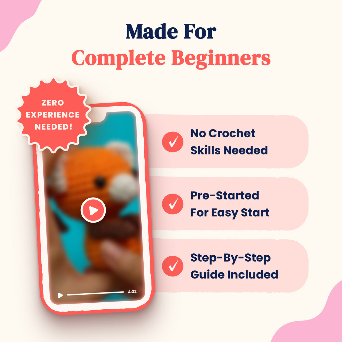 MyArt crochet kit beginner guide and step-by-step video information