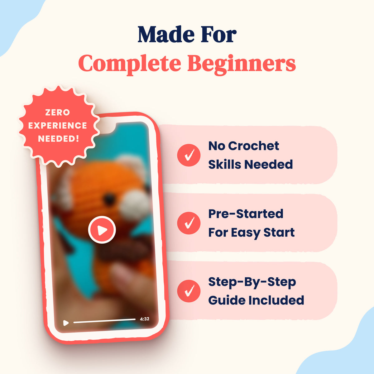 MyArt crochet kit beginner guide and step-by-step video information