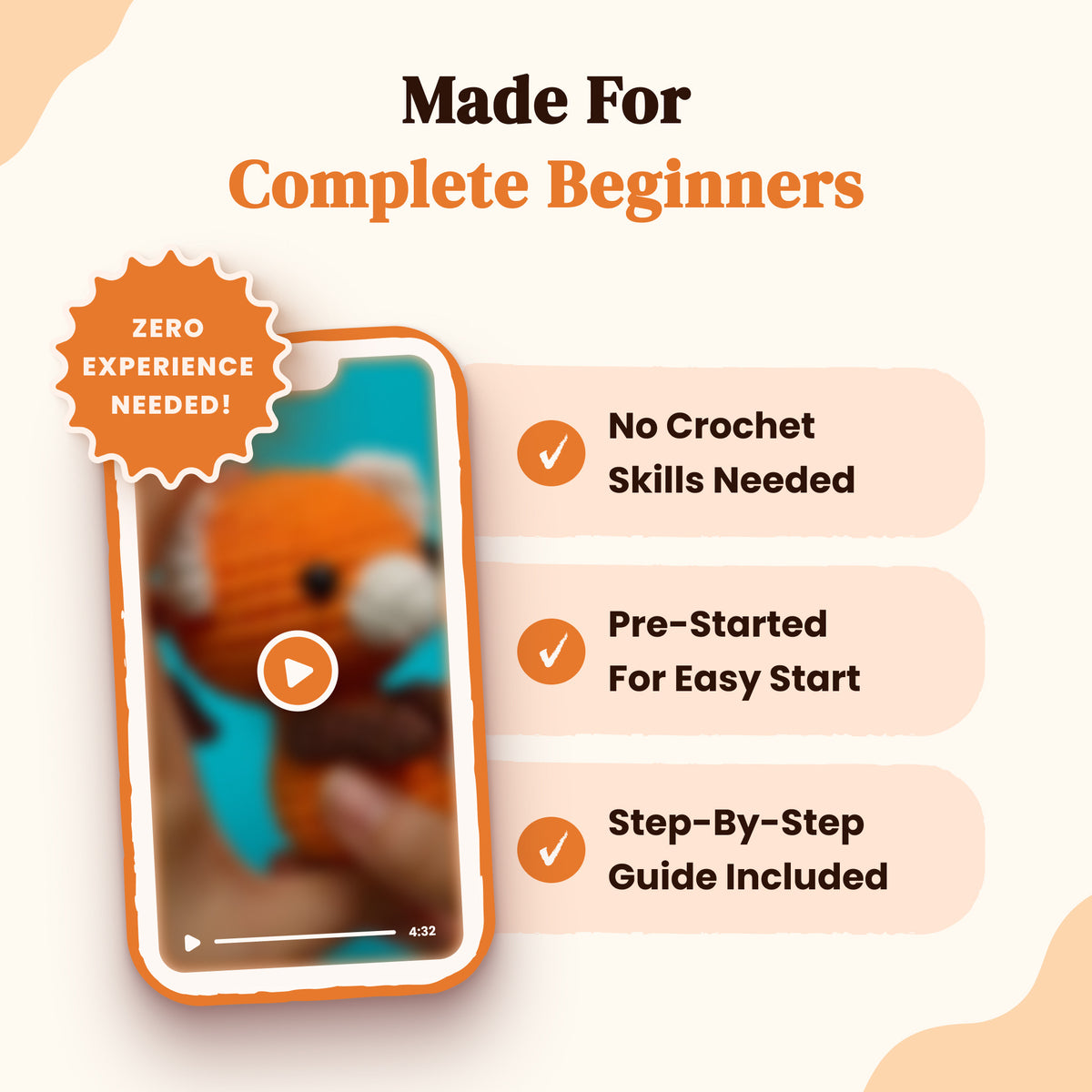 MyArt crochet kit beginner guide and step-by-step video information