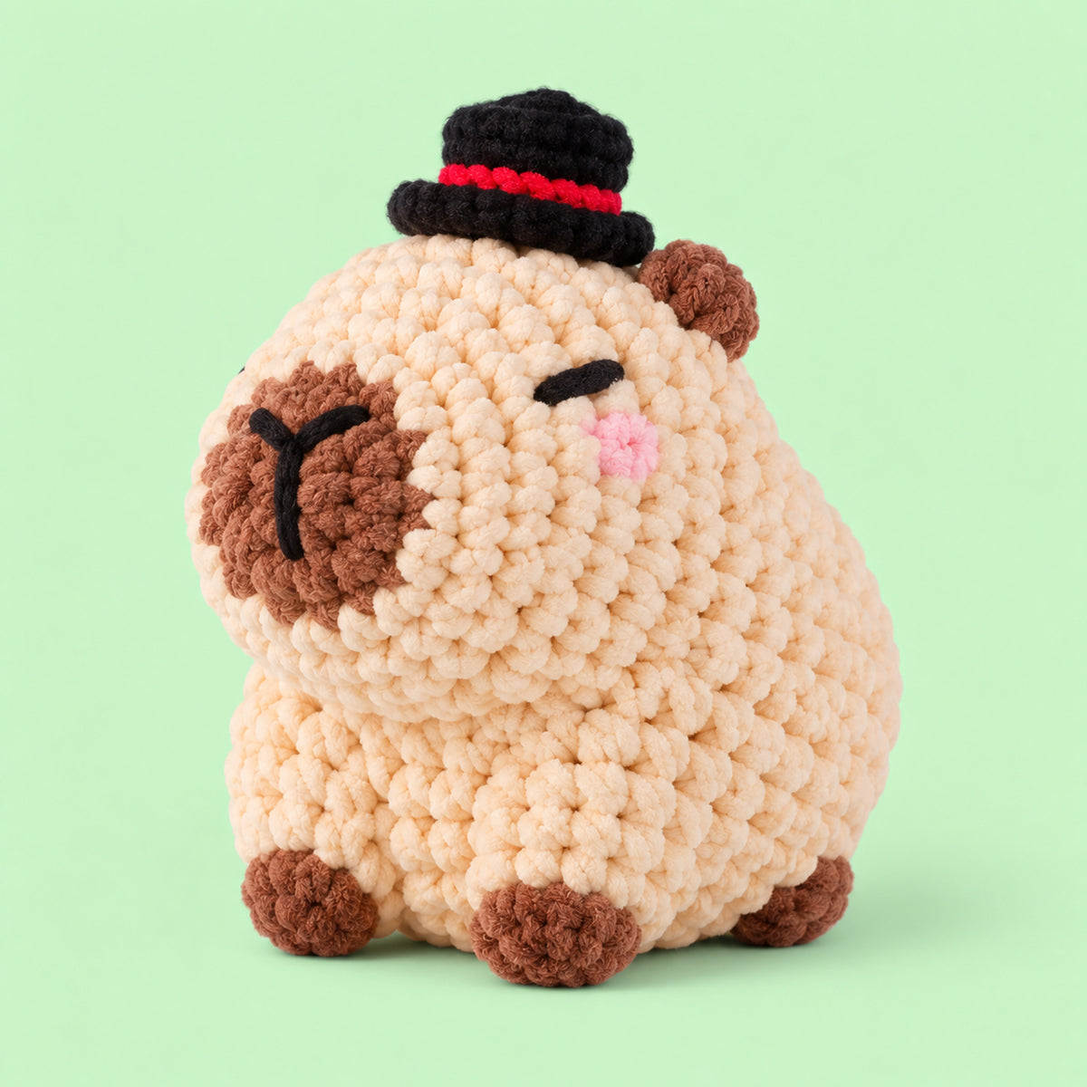 Dapper Capybara: a cream capybara wearing a small black hat