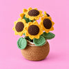 Sunflower Basket: bright sunflowers gathered in a small brown basket