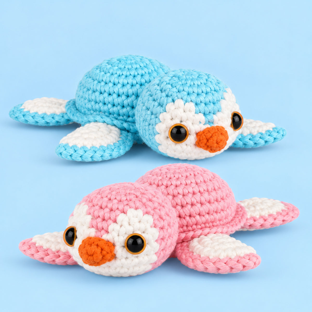 Tidepool Turtle Pals: pink and blue sea turtles with tiny flower details